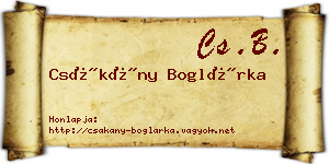 Csákány Boglárka névjegykártya